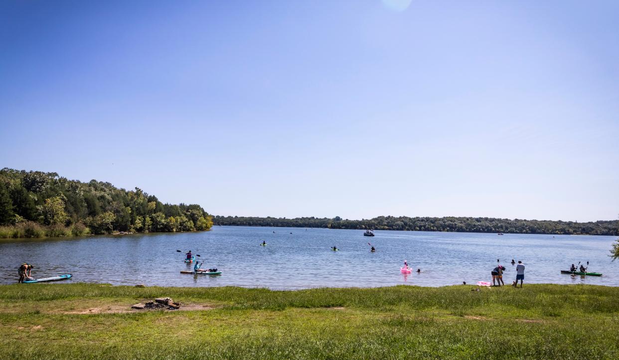 People enjoy time on Percy Priest Lake in September 2020.