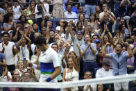 FILE - Tennis fans applaud Novak Djokovic, of Serbia, after he broke serve on Daniil Medvedev, of Russia, during the men's singles final of the US Open tennis championships, Sept. 12, 2021, in New York. The Australian government has denied No. 1-ranked Djokovic entry to defend his title in the year's first tennis major and canceled his visa because he failed to meet the requirements for an exemption to the country's COVID-19 vaccination rules. (AP Photo/Elise Amendola, File)