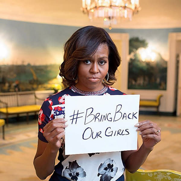 Michelle Obama supports #BringBackOurGirls.