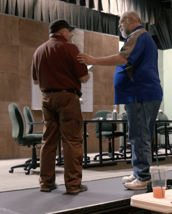 Director Gary Varner and actor Bruce Calvery on stage