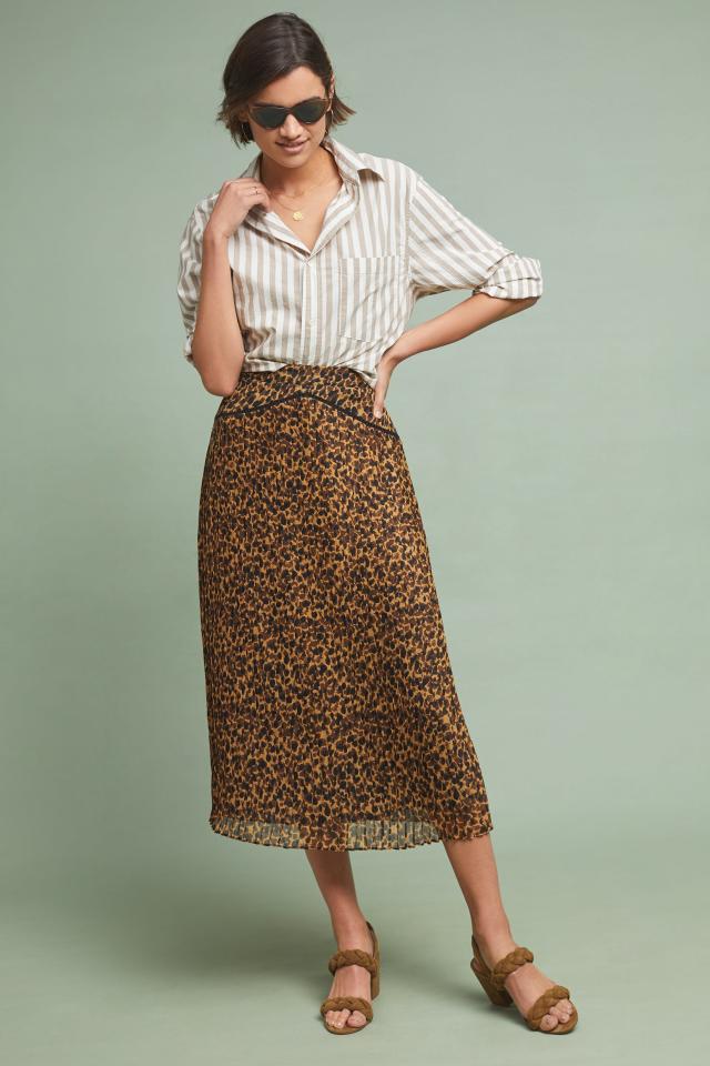 Black Skirts Midi  Printed skirt outfit, Leopard print skirt