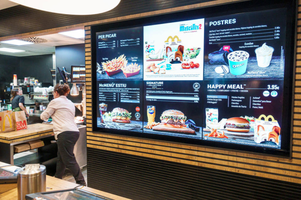 A McDonald's Spain menu.