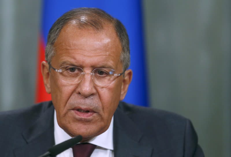 Russian Foreign Minister Sergei Lavrov speaks during a news conference after a meeting with his Japanese counterpart Fumio Kishida in Moscow, Russia, September 21, 2015. REUTERS/Maxim Zmeyev