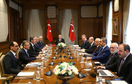 Turkish President Tayyip Erdogan chairs a security meeting in Ankara, Turkey January 23, 2018. Kayhan Ozer/Presidential Palace/Handout via REUTERS