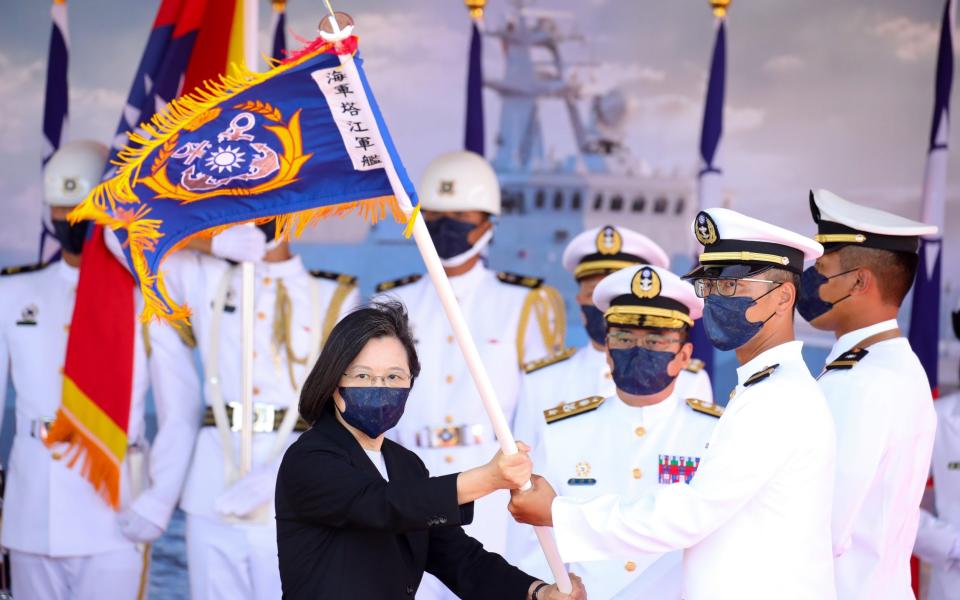 Tsai Ing-wen, Taiwan's president, attends a commissioning ceremony for a new Ta Chiang guided-missile corvette - Bloomberg