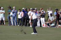 Jason Kokrak hits on the 17th fairway during the final round of the Houston Open golf tournament Sunday, Nov. 14, 2021, in Houston. (AP Photo/Michael Wyke)