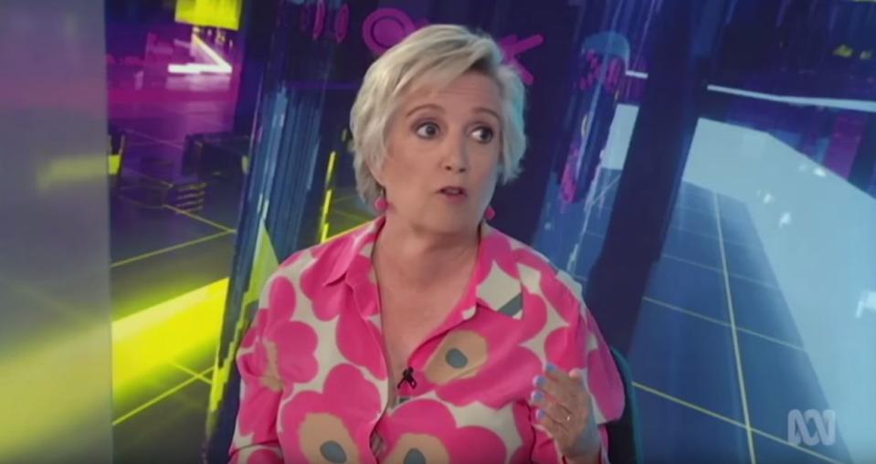 Commentator Jane Caro pictured here in an episode of ABC's The Drum in 2018