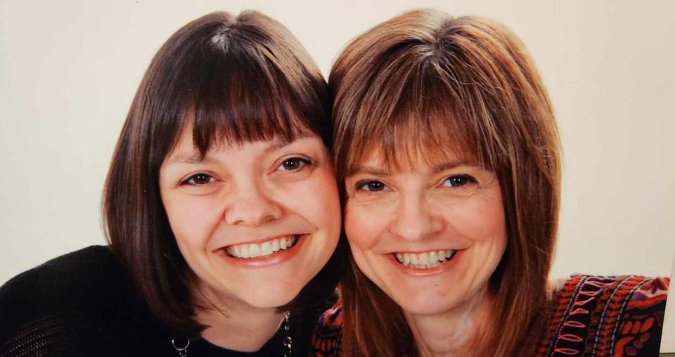 Sisters Leanne Friesen (left) and Roxanne Howse were born and raised in Dildo, N.L. Howse was a teacher in St. John's for many years. She battled cancer for eight years before she died at the age of 48.