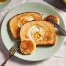 <p>This dish goes by many names: egg in a hole, toad in a hole, egg in a basket. No matter the name, it's greater than the sum of its parts. Don't forget to toast the bread round—it's crucial for sopping up the last bits of yolk.<br><br>Get the <strong><a href="https://www.delish.com/cooking/recipe-ideas/a32292159/eggs-in-a-basket-recipe/" rel="nofollow noopener" target="_blank" data-ylk="slk:Eggs In A Basket recipe;elm:context_link;itc:0;sec:content-canvas" class="link ">Eggs In A Basket recipe</a>.</strong></p>