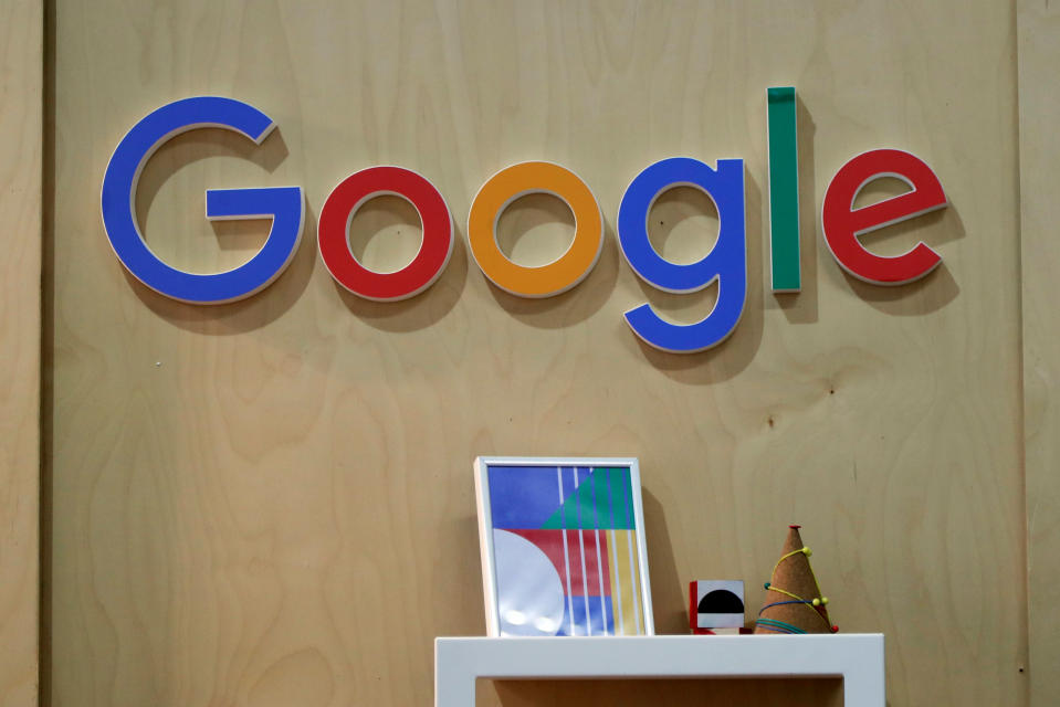 The Google logo is seen at the Young Entrepreneurs fair in Paris, France, February 7, 2018. REUTERS/Charles Platiau