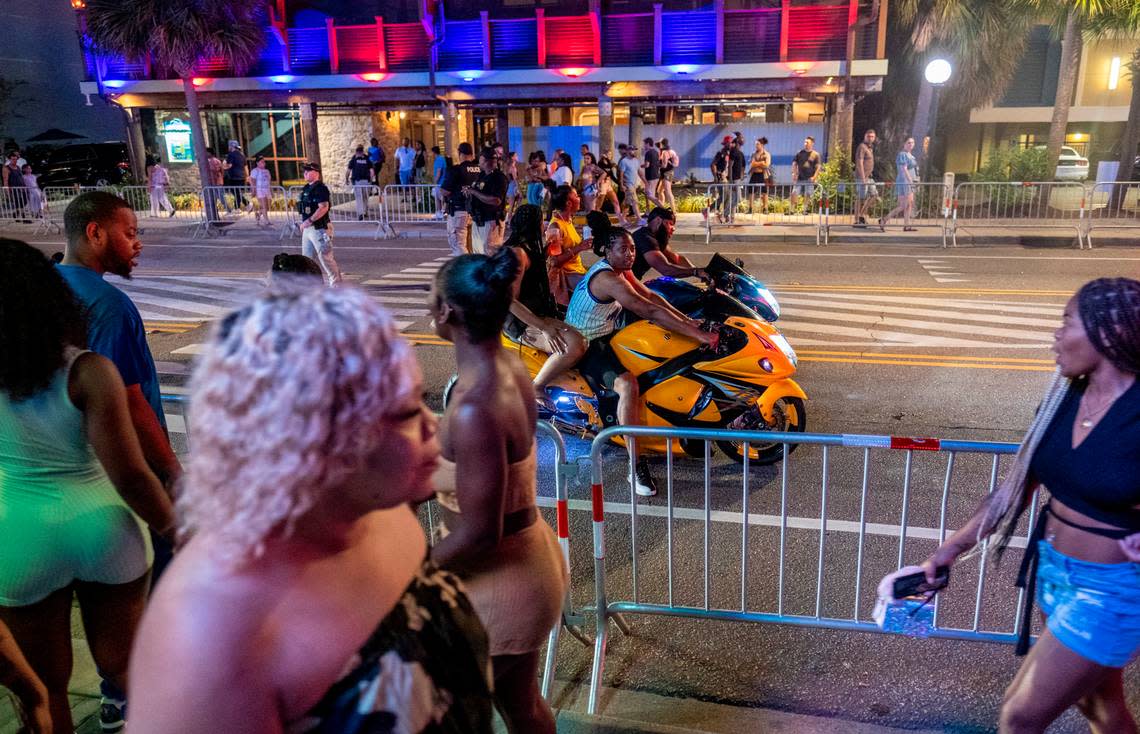 Atlantic Beach Bikefest’s return to the Myrtle Beach area combined with the holiday weekend tourists resulted in a packed Ocean Boulevard in Myrtle Beach on Saturday night of Memorial Day weekend 2022.May 28, 2022.