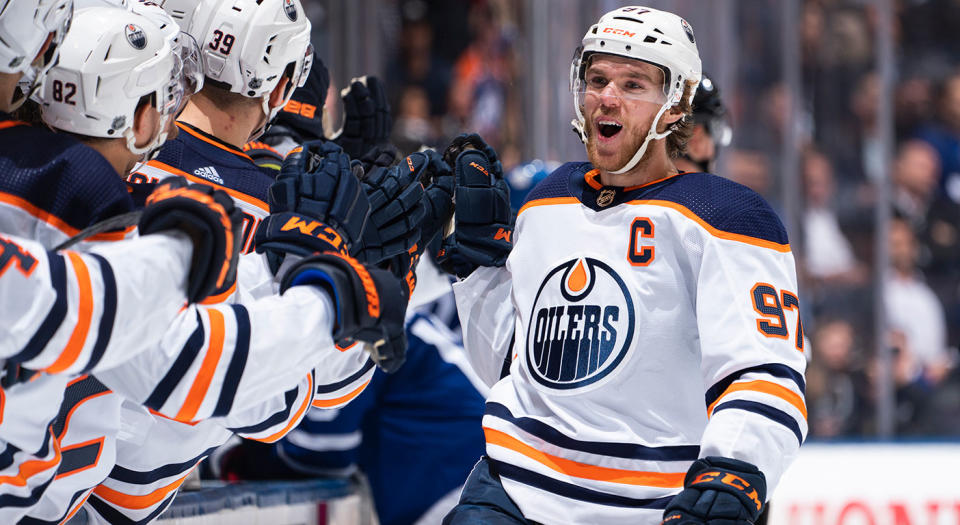 Connor McDavid scored against his hometown team for the first time in his career, and it was insane. (Photo by Mark Blinch/NHLI via Getty Images)