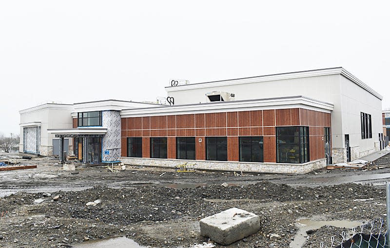 The front entrance of the new Somerset Middle School, seen here Friday, April 12, 2024.