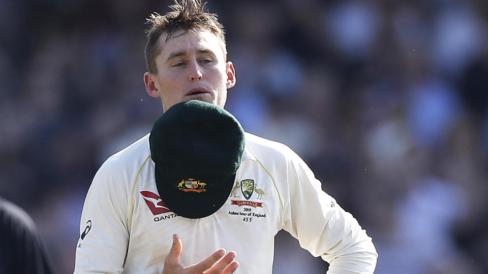 Marnus Labuschagne, pictured looking dejected after England claimed a stunning victory in the third Ashes Test.