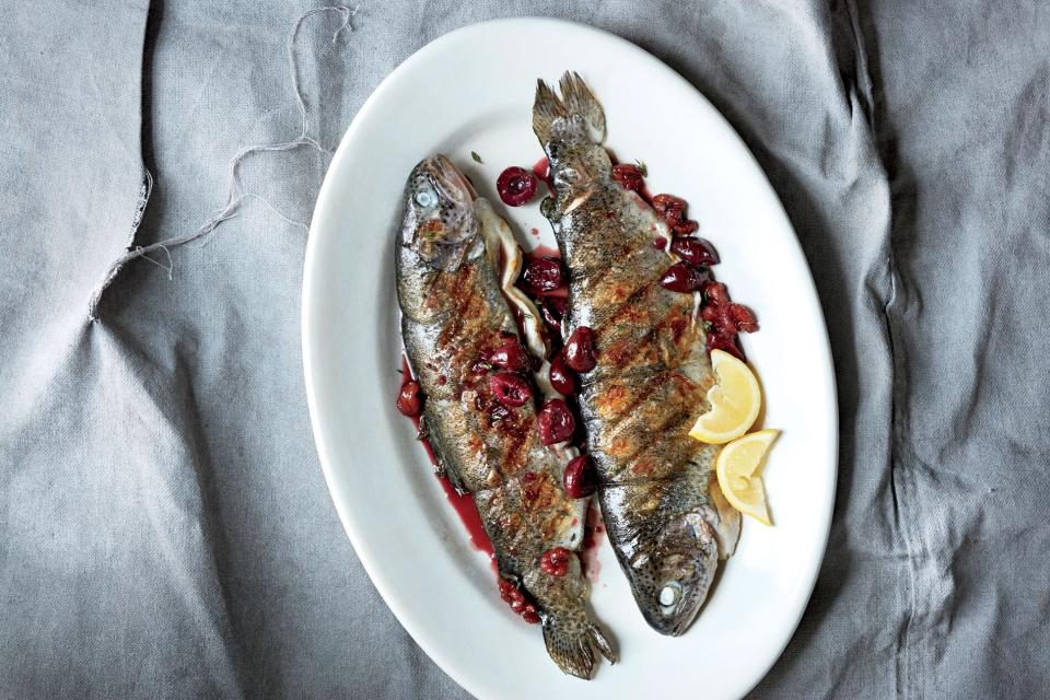 Grilled Trout with Cherry Compote