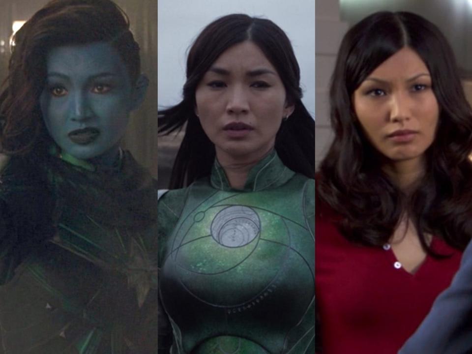 From left: Gemma Chan in "Captain Marvel," "Eternals," and "Doctor Who."