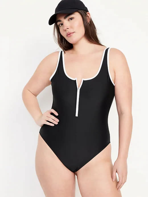 Half Zip One-Piece Swimsuit (photo via Old Navy)