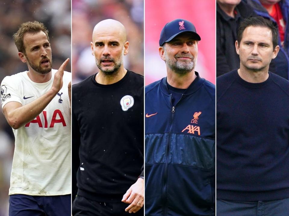 Harry Kane, Pep Guardiola, Jurgen Klopp and Frank Lampard have plenty at stake (PA)