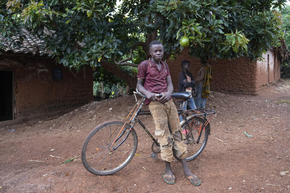 A young boy pose for a photograph under an avocado tree in Kayanza province, Burundi, Sept. 18, 2024. (AP Photo/Brian Inganga)