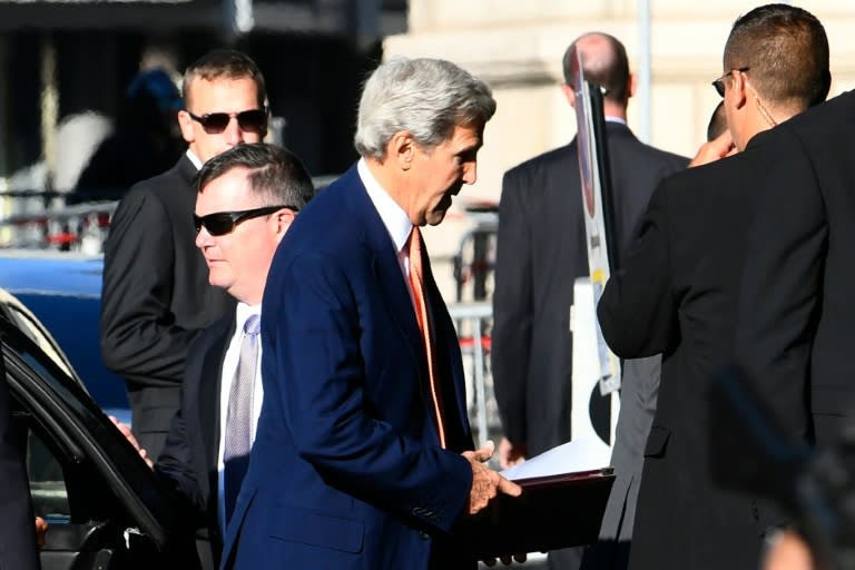 US Secretary of State John Kerry arrives at the Hotel President Wilson in Geneva on August 26, 2016 prior to a meeting with Russian Foreign Minister Sergei lavrov