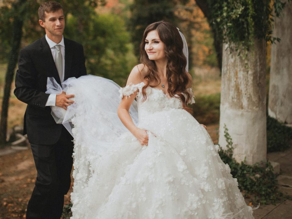 madison walking in dress