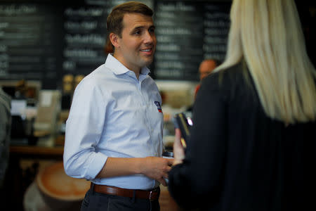 Democratic candidate for the U.S. Congress Chris Pappas greets voters at the Bridge Cafe ahead New Hampshire's primary election in Manchester, New Hampshire, U.S., September 10, 2018. REUTERS/Brian Snyder