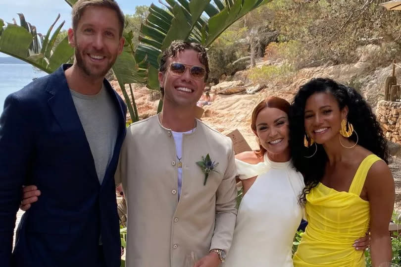 Power couple Vick Hope and Calvin Harris were just two of the famous faces that attended BBC Radio 1 DJ Arielle Free's wedding to George Pritchard in Ibiza, Spain this week