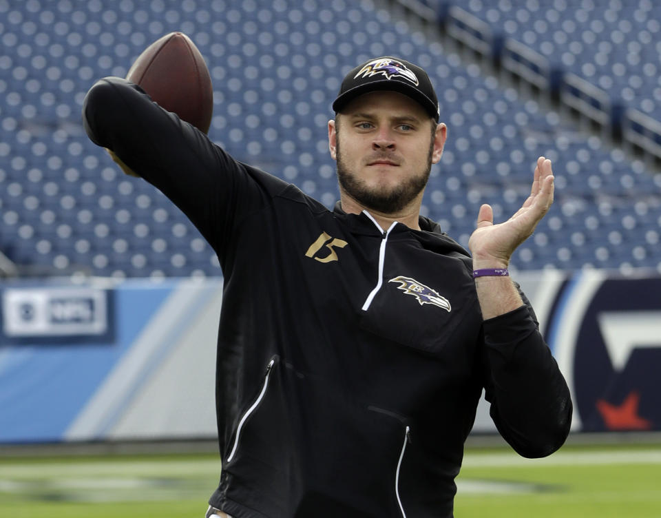 Baltimore Ravens quarterback Ryan Mallett was fined more than $12,000 for verbally abusing officials. (AP)