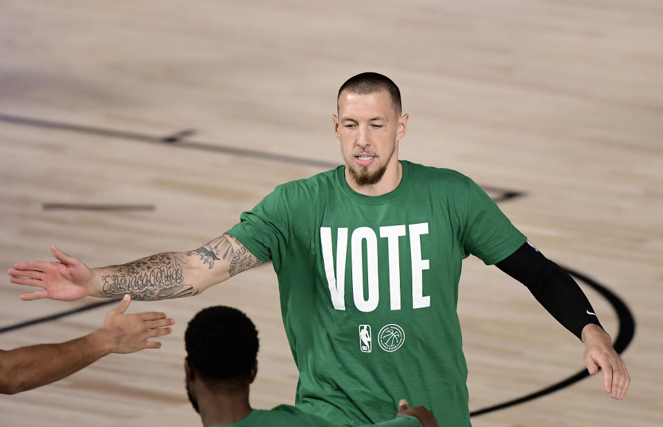 Daniel Theis in a VOTE shirt.