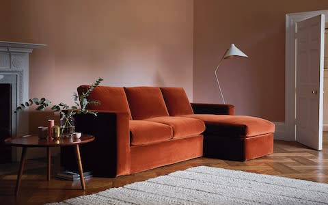 Team terracotta with pink for a really modern look. Chaise sofa, from £2,200, Arlo & Jacob (arloandjacob.com) 