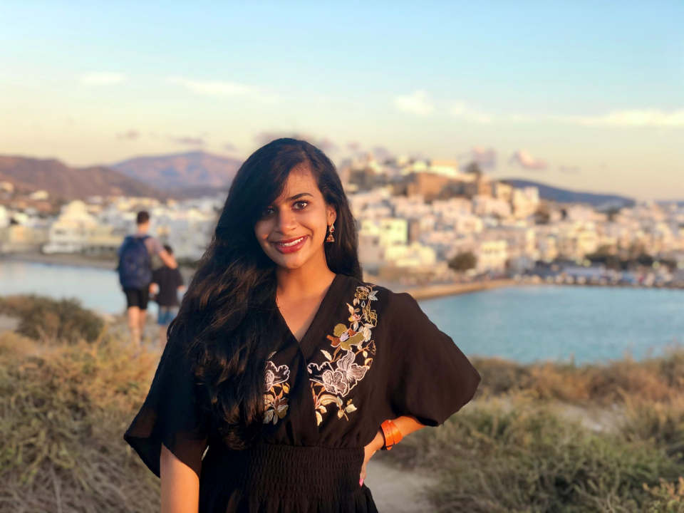 UT Torchbearer Aruha Khan during a study abroad semester in Greece, 2019. (photo taken with self-timer)