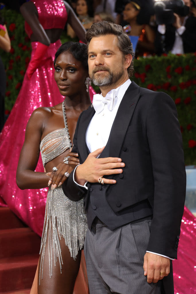 A closeup of Jodie-Turner Smith and Joshua Jackson