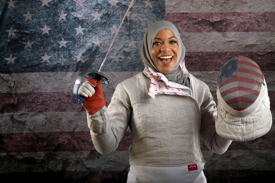 <p>Ibtihaj Muhammad is the first American woman to compete in a hijab. (Getty) </p>