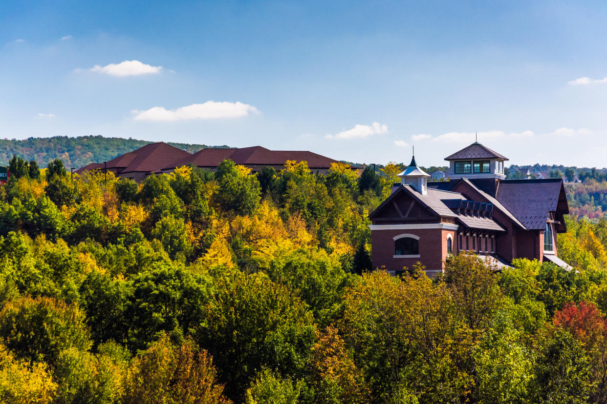 Buildings on a hill near Scranton, Pennsylvania.