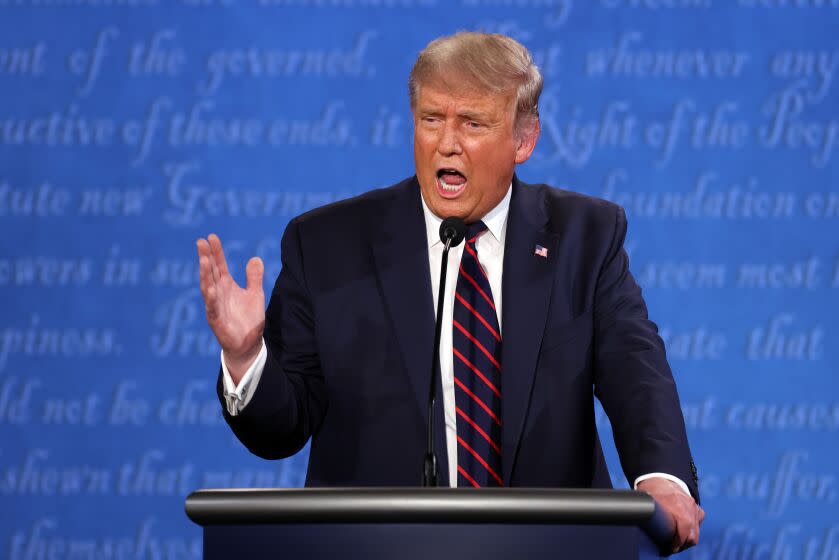 CLEVELAND, OHIO - SEPTEMBER 29: U.S. President Donald Trump participates in the first presidential debate against Democratic presidential nominee Joe Biden at the Health Education Campus of Case Western Reserve University on September 29, 2020 in Cleveland, Ohio. This is the first of three planned debates between the two candidates in the lead up to the election on November 3. (Photo by Win McNamee/Getty Images)