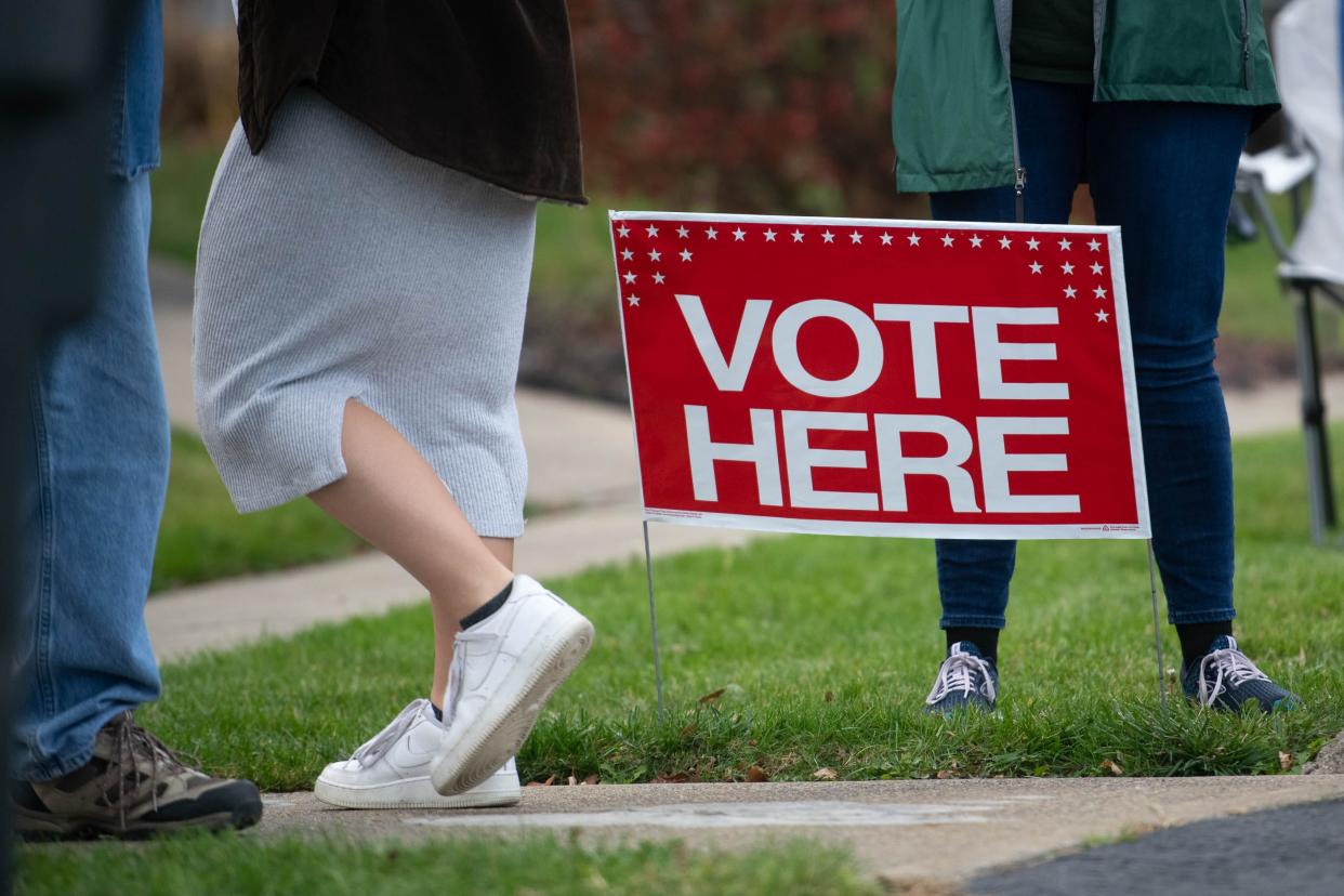 Voters enter the polling place at CUP Evangelical Presbyterian Church on Election Day in Chippewa Township.