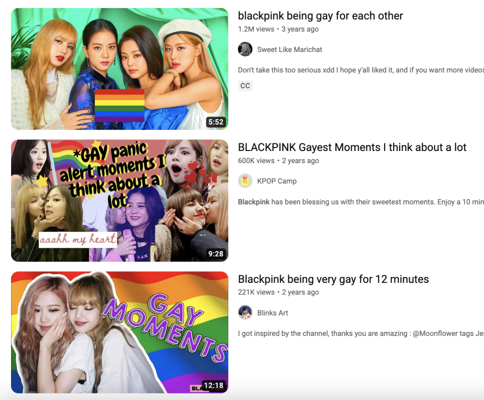 Homoerotic YouTube videos about Blackpink