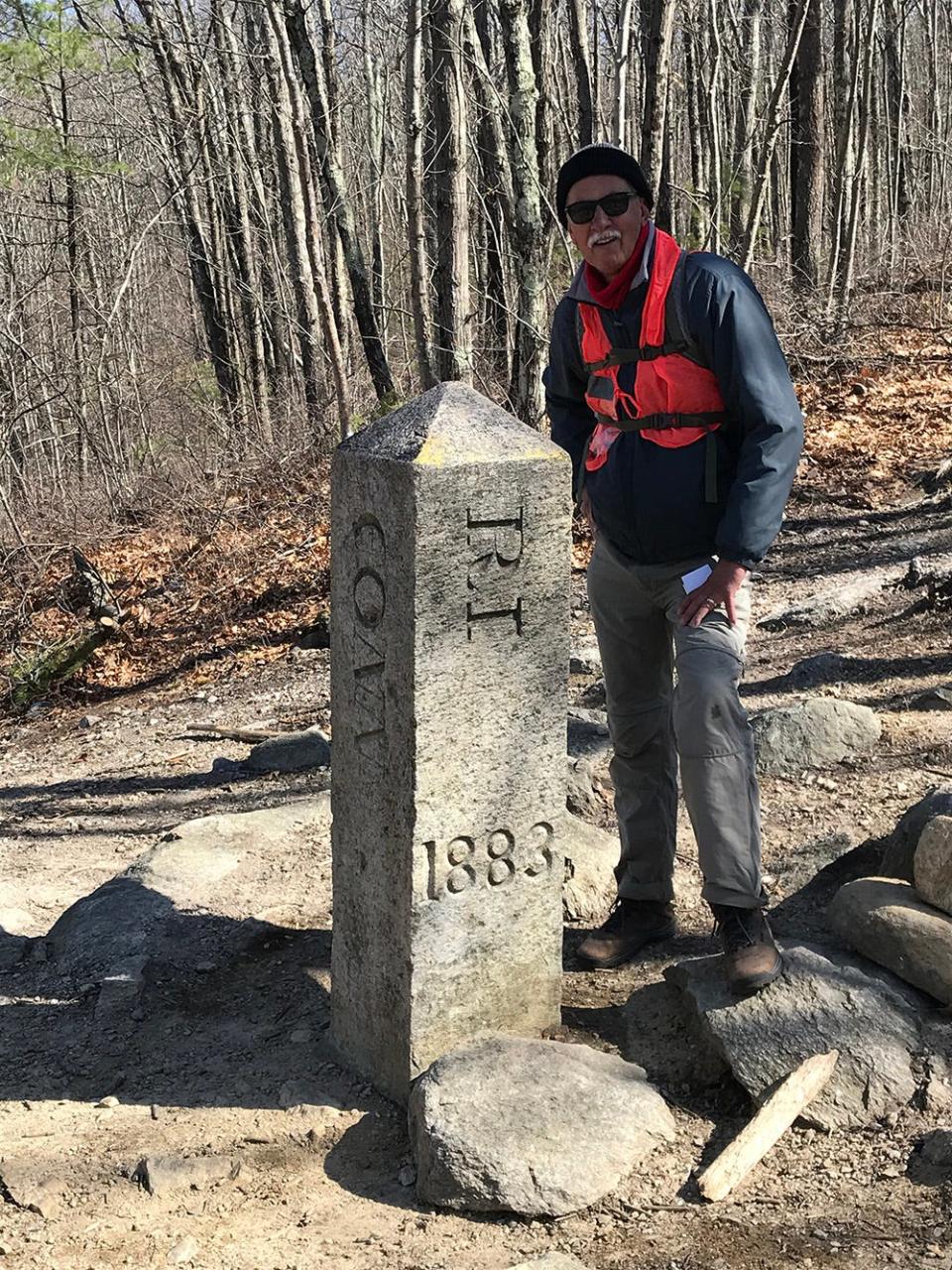 At the Tri-State Marker, the precise point where Rhode Island, Massachusetts and Connecticut meet.