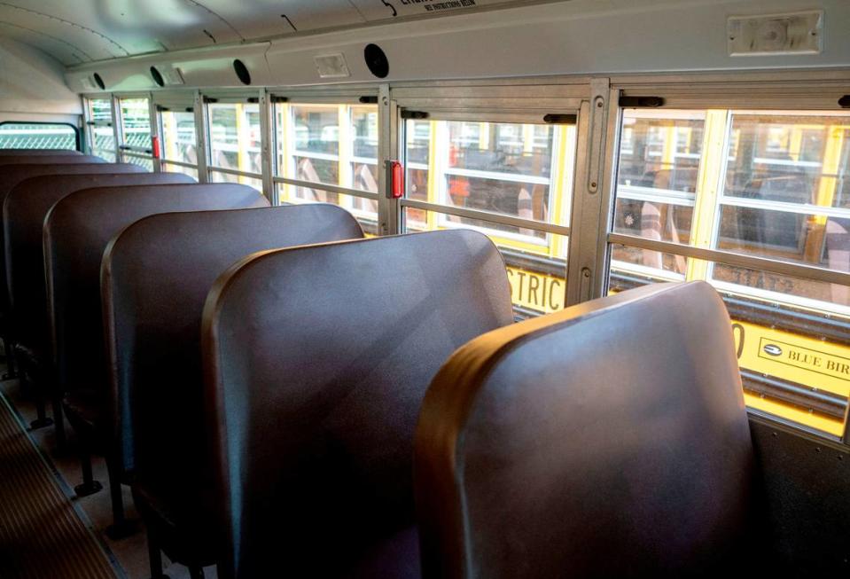 A look inside a school bus that runs multiple routes.