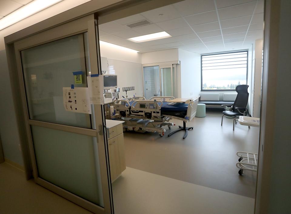 A patient room in the emergency room of St. Michael Medical Center during a tour in 2020.