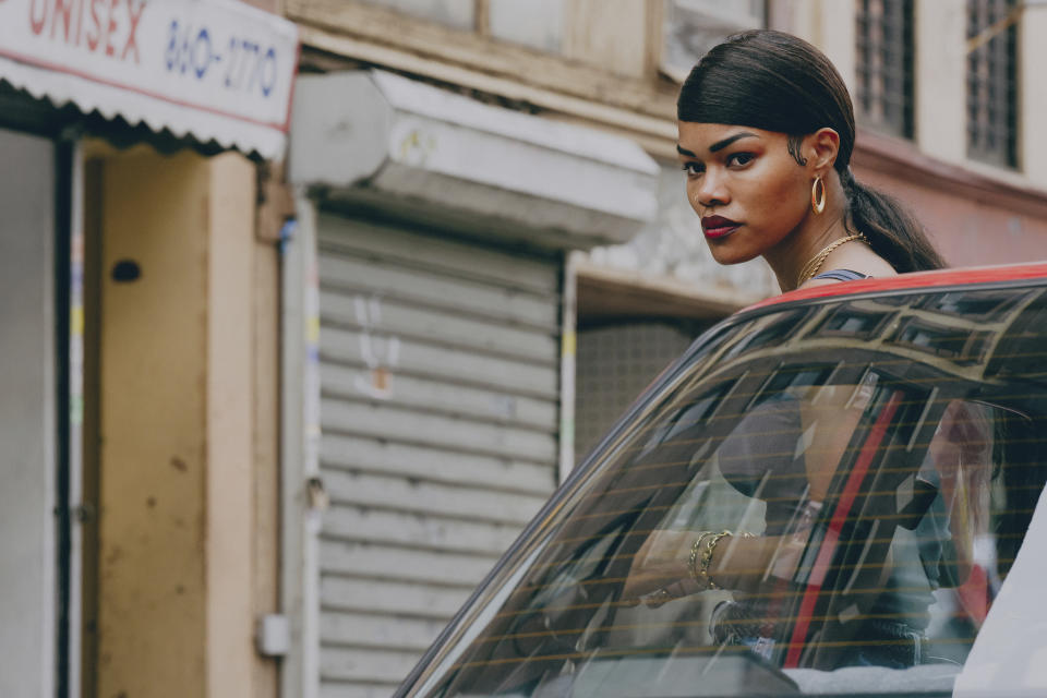 This image released by Focus Features shows Teyana Taylor in a scene from "A Thousand and One." (Focus Features via AP)