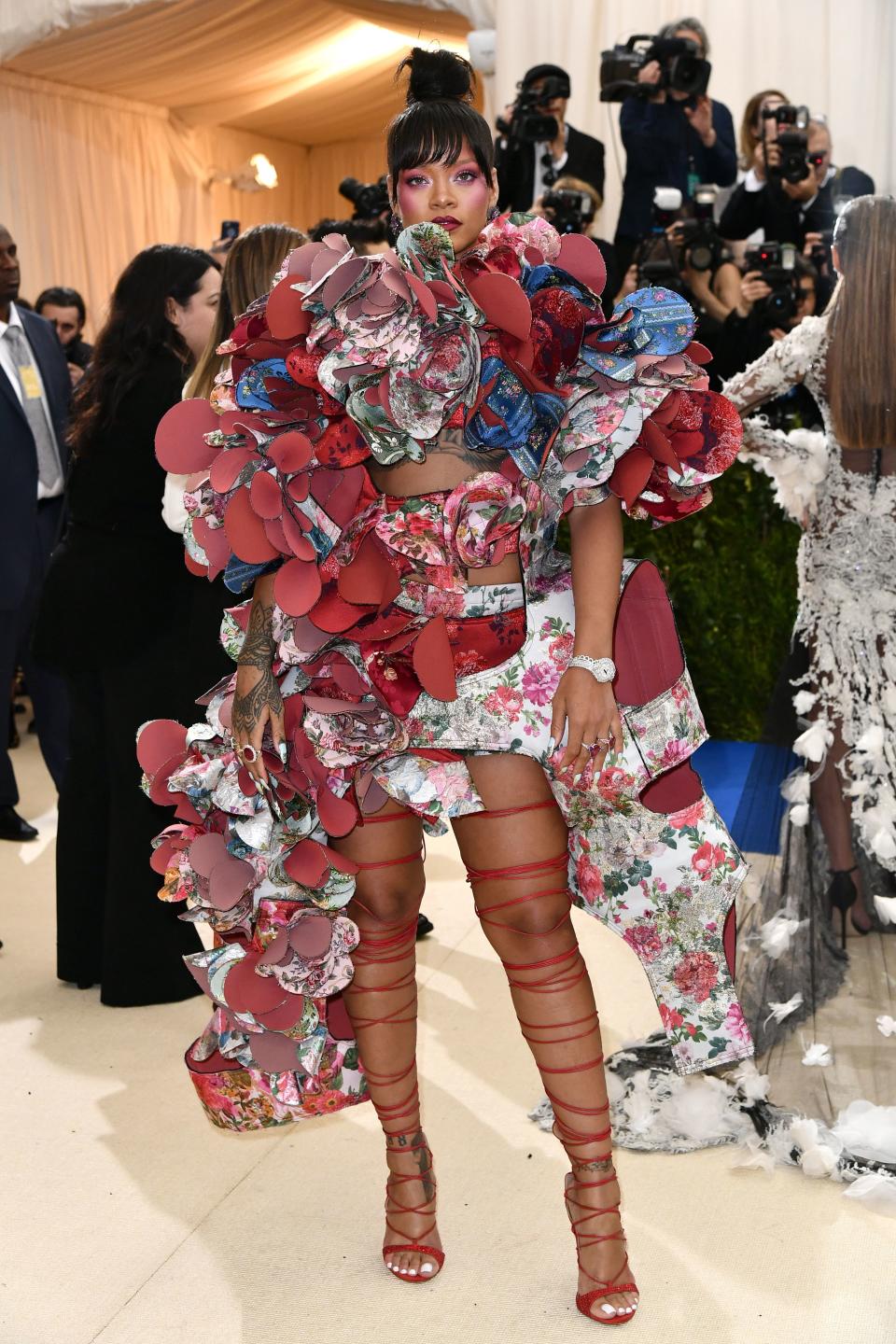 <h1 class="title">Rihanna in a Comme des Garçons dress, Rihanna Loves Chopard jewelry and Dsquared2 shoes</h1><cite class="credit">Photo: Shutterstock</cite>