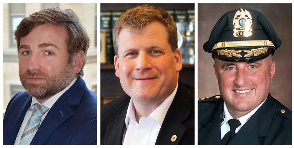 The three Democrats in the primary for Bristol County sheriff are from left, Nicholas Bernier, Paul Heroux and George McNeil.