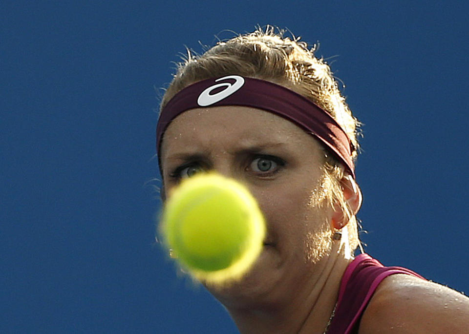 Switzerland's Timea Bacsinszky watches the ball during her second round match against Germany's Annika Beck at the Australian Open tennis tournament at Melbourne Park, Australia, January 21, 2016. REUTERS/Tyrone Siu