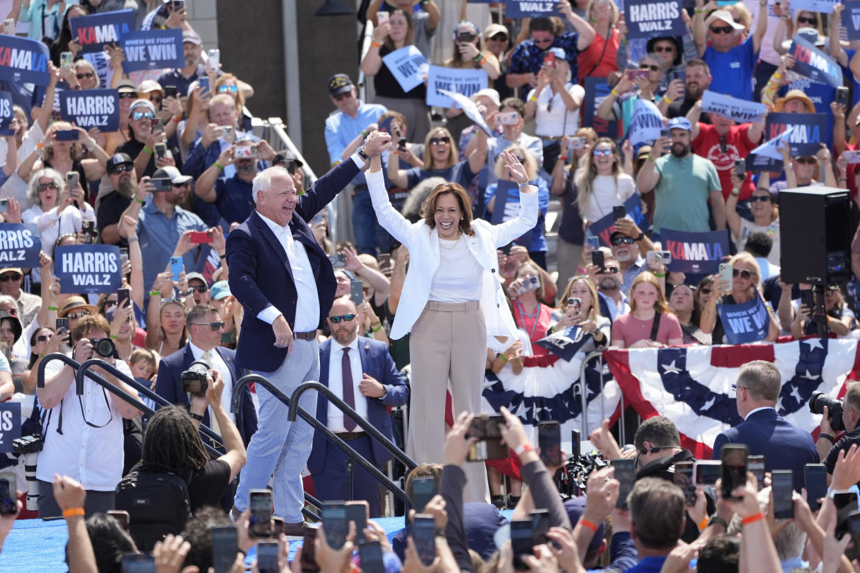 Kamala Harris and Tim Walz in Eau Claire, Wis.