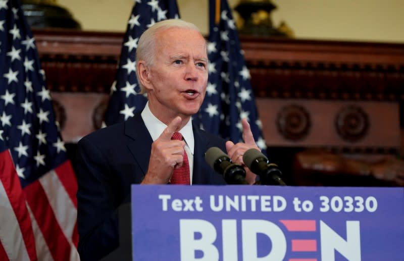 FILE PHOTO: Democratic U.S. presidential candidate Joe Biden speaks at event in Philadelphia