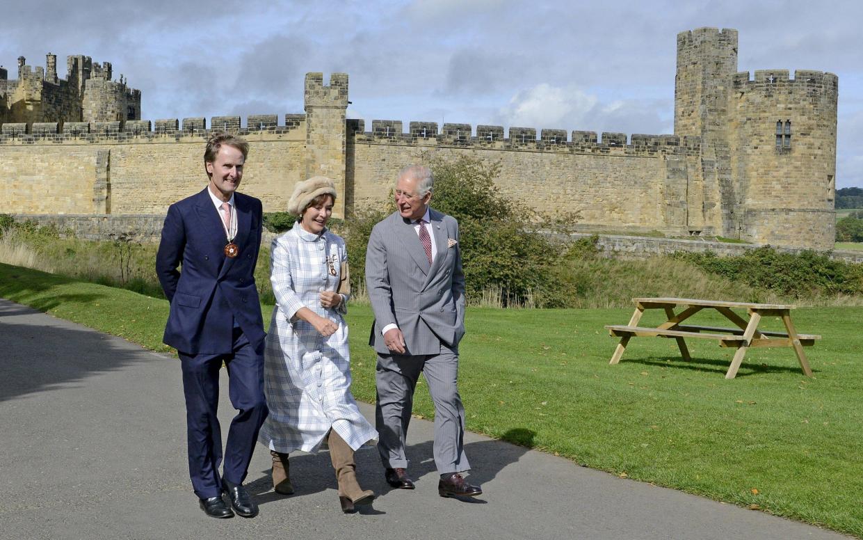 King Charles on a visit to The Alnwick Garden, accompanied by the Duke and Duchess of Northumberland - Northumberland Gazette / SWNS