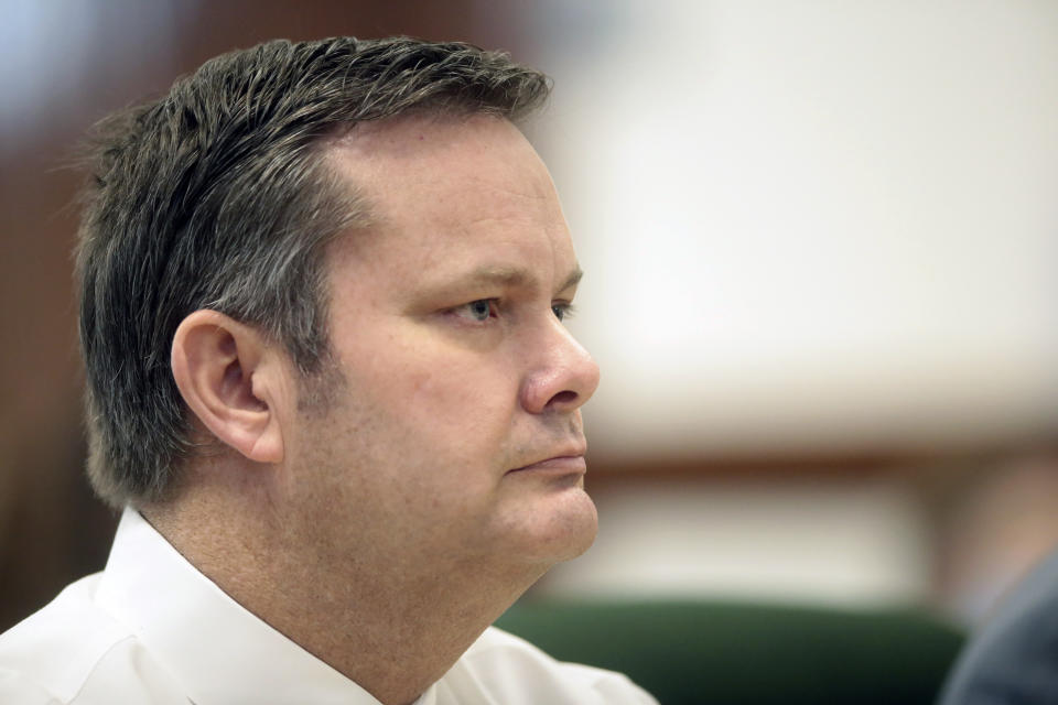 FILE - This Aug. 4, 2020, file photo shows Chad Daybell during a court hearing in St. Anthony, Idaho. Prosecutors in Idaho say they will seek the death penalty against Chad and Lori Daybell in connection with the deaths of Lori Daybell's two youngest children and Chad Daybell's previous wife last year. The prosecutors made the announcement in court filings on Thursday, Aug. 5, 2021. (John Roark/The Idaho Post-Register via AP, Pool, File)