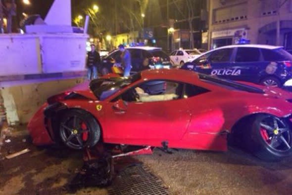 A supercar owner told police he fled the scene of an accident because he couldn't bear the sight of his pride and joy, a Ferrari 458, that had been written off when he crashed it against a skip in the capital Madrid.  Gabino Gamez González, 45, told local media: 