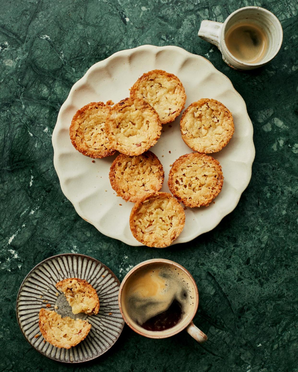 <span>Ravneet Gill's caramelised white chocolate cookies.</span><span>Photograph: Laura Edwards/The Guardian. Food styling: Benjamina Ebuehi. Prop styling: Anna Wilkins. Food styling assistant: Lara Cook.</span>